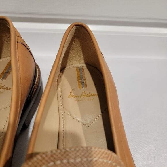 Sam Edelman Loafers Women's Leather Sz 9.5 Slip On Shoes Tan Fringe Gold - Picture 4 of 12